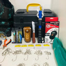 Kit Pesca Completo com Caixa 6 Bandejas + Molinete + Colete Salva-Vidas GRÁTIS